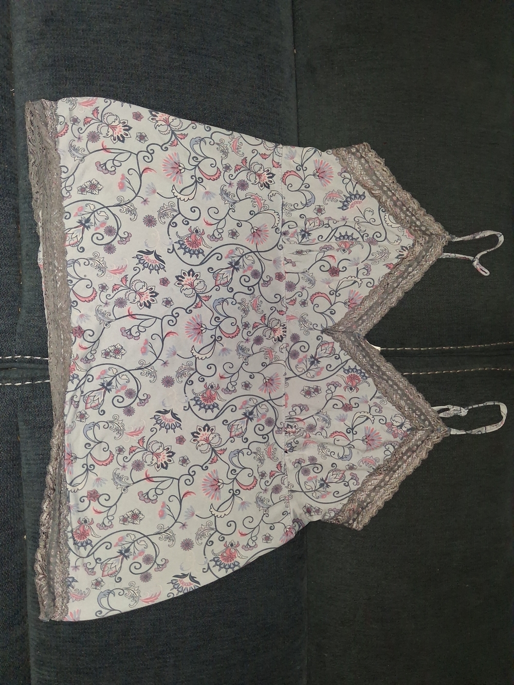 Jessica Simpson White Floral Lace-Trim Camisole with Pink & Blue Accents